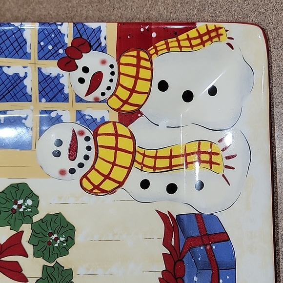 Hand Painted Snow People Serving Plate!!! - Picture 2 of 13